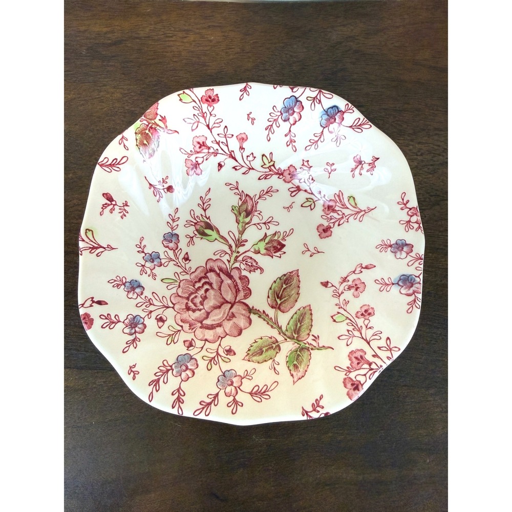 VTG 1950s Johnson Bros Rose Chintz 6 1/8" Coupe Cereal Bowl‎ England Black Stamp